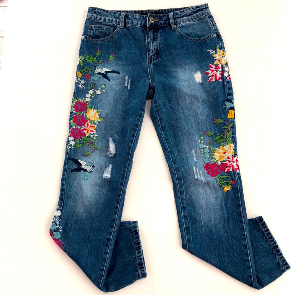 Floral Embroidered Jeans